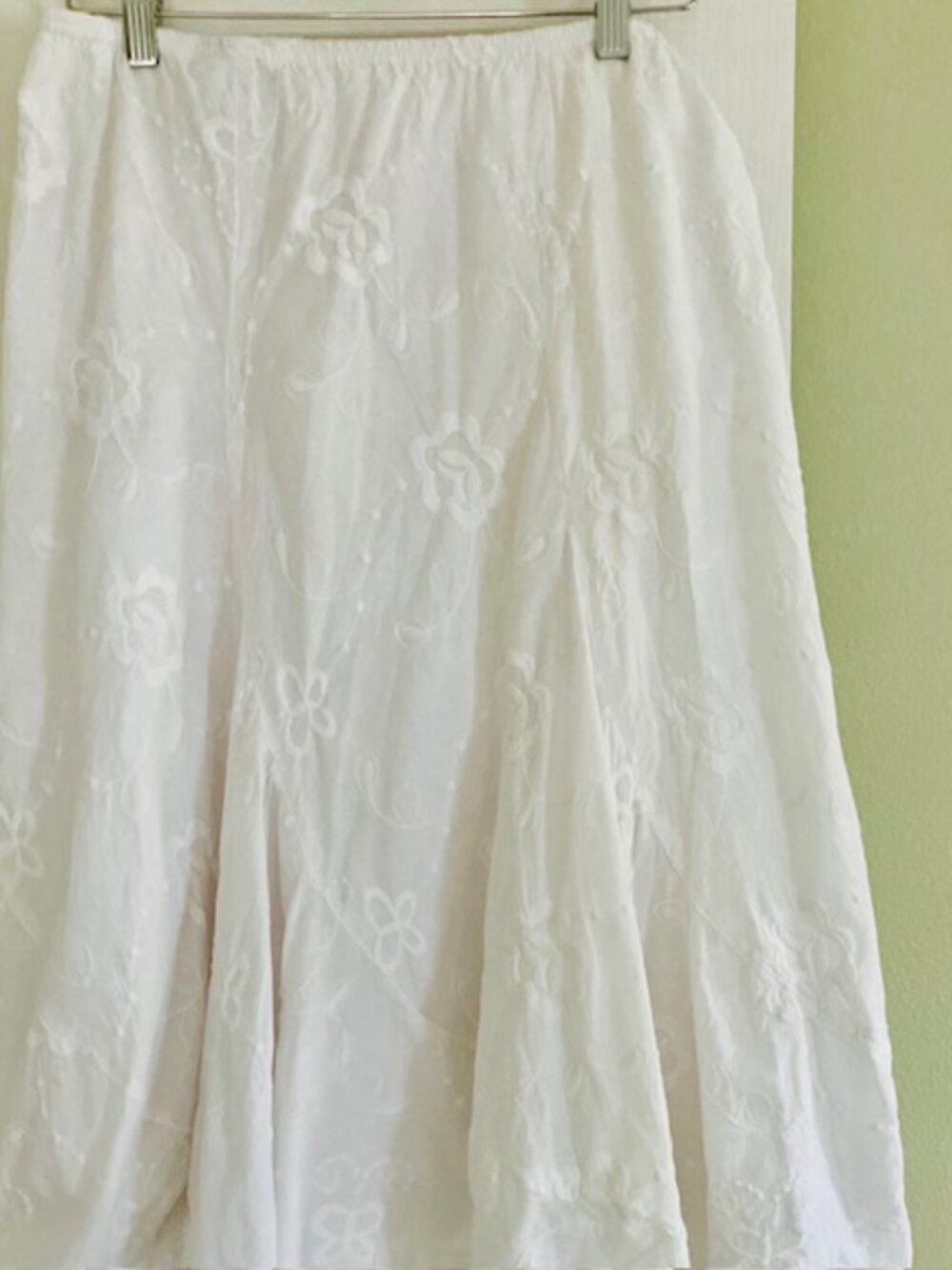 Y2k JK LA California white embroidered midi skirt size Med boho cottagecore - Picture 3 of 7